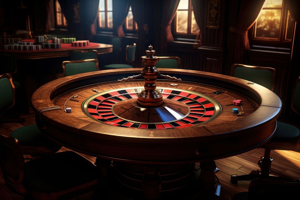 Roulette table furniture gambling casino. AI generated Image by rawpixel.