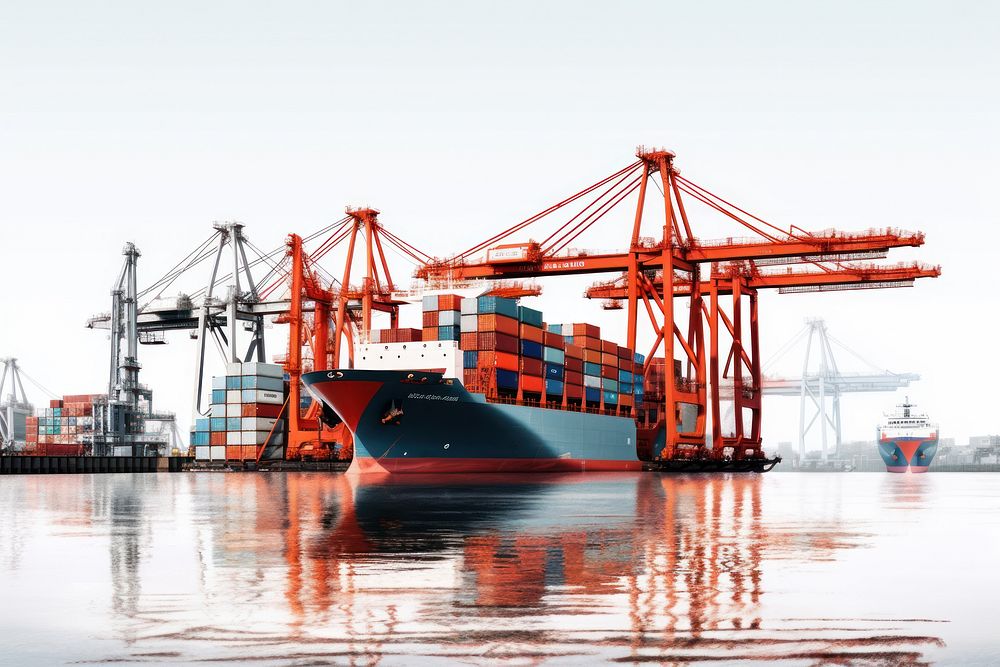 Shipping port waterfront vehicle boat. AI generated Image by rawpixel.