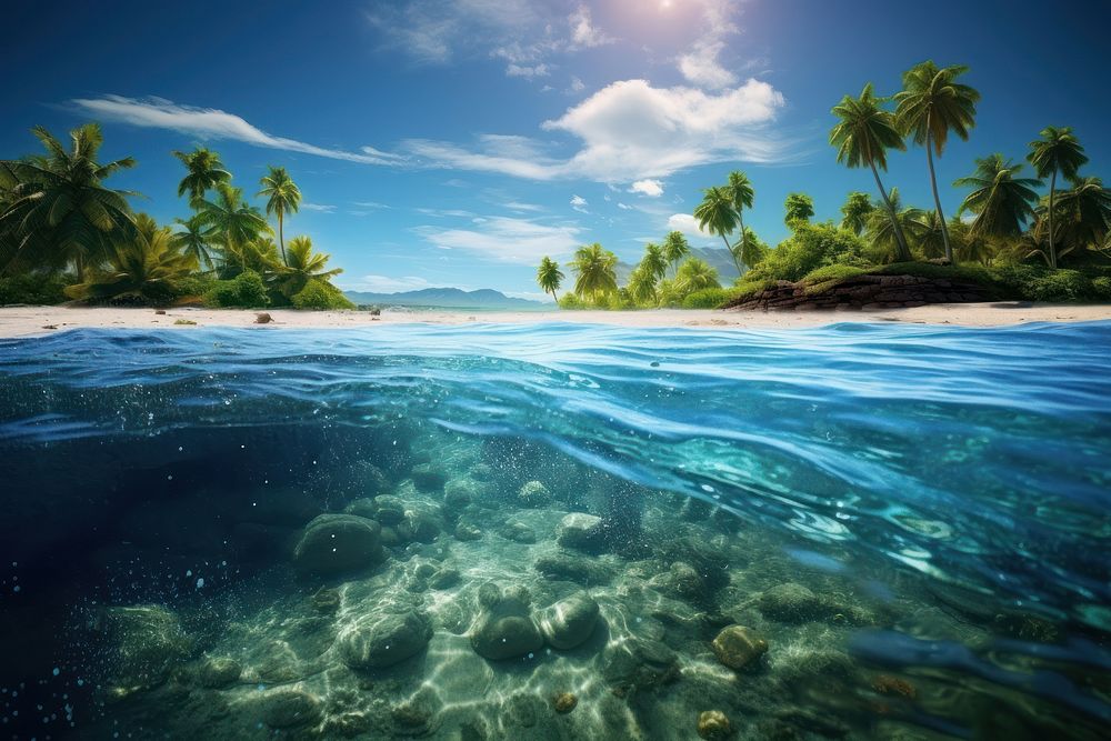 Summer ocean land landscape outdoors. AI generated Image by rawpixel.