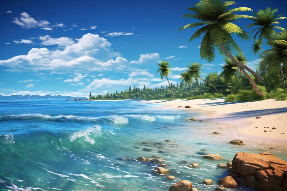 Summer tropical beach landscape outdoors tropics. AI generated Image by rawpixel.