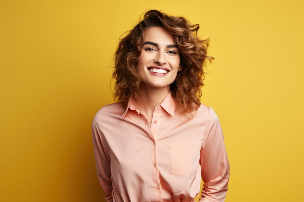 Transgender woman laughing portrait smiling. 