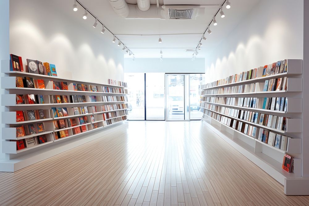 Book store publication bookshelf bookcase. 