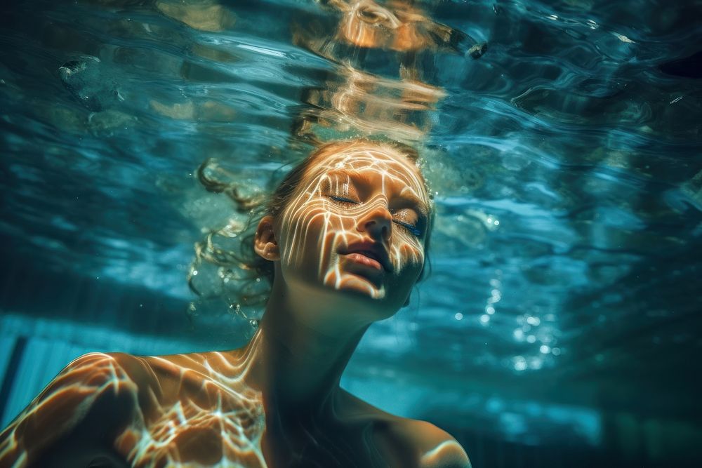 Swimmer underwater swimming photography. AI generated Image by rawpixel.