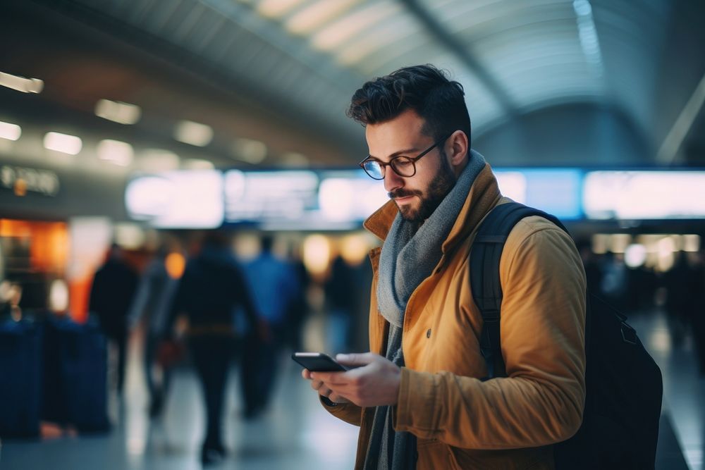 Airport photography looking adult. AI generated Image by rawpixel.