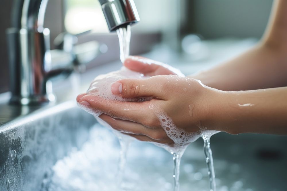 Washing hands bathroom adult sink. AI generated Image by rawpixel.