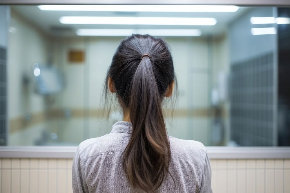 Woman ponytail back contemplation. AI generated Image by rawpixel.