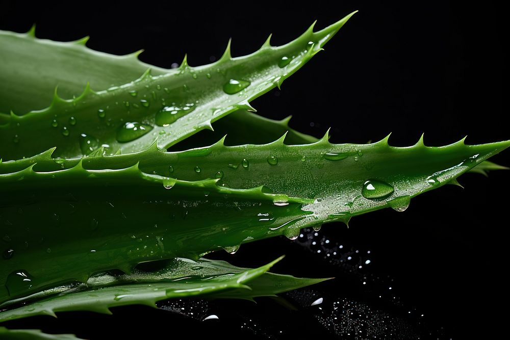 Fresh aloe vera leaves plant leaf monochrome. AI generated Image by rawpixel.