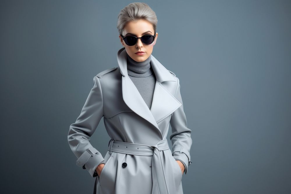 High fashion coat sunglasses overcoat. 