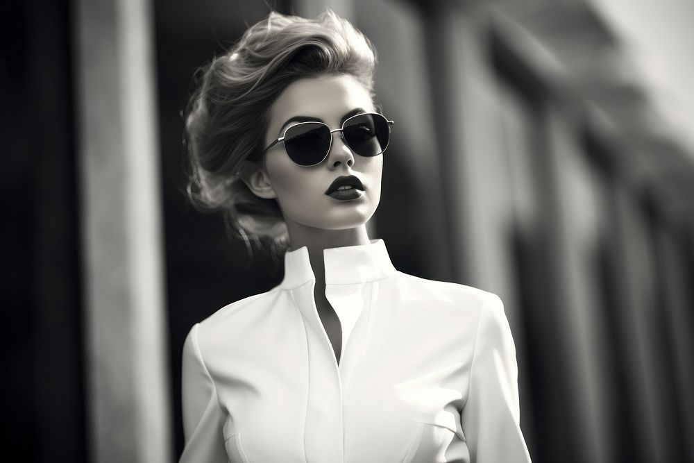 Elegant woman sunglasses portrait clothing. 