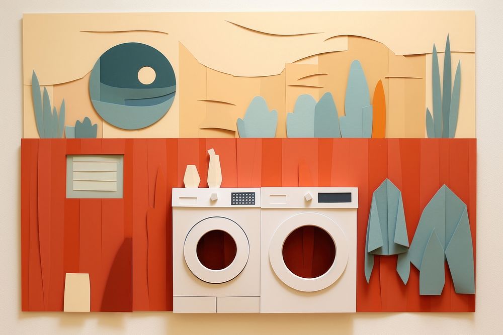 Laundry room appliance painting dryer. AI generated Image by rawpixel.