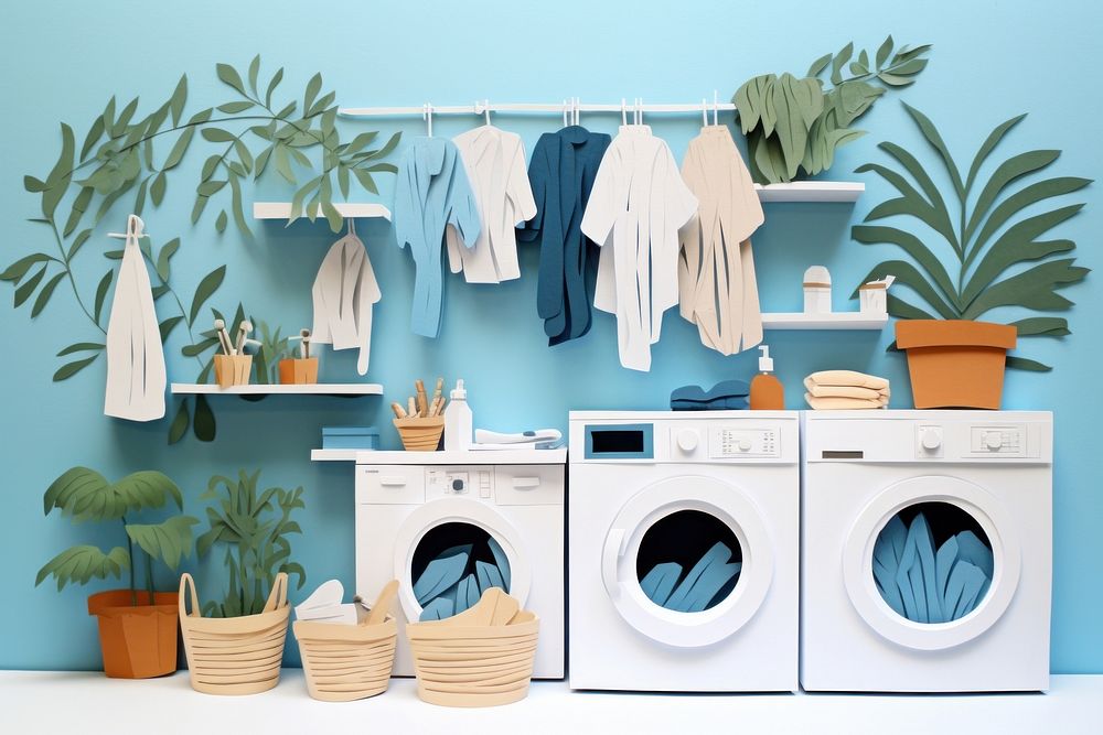 Laundry room appliance dryer clothesline. 