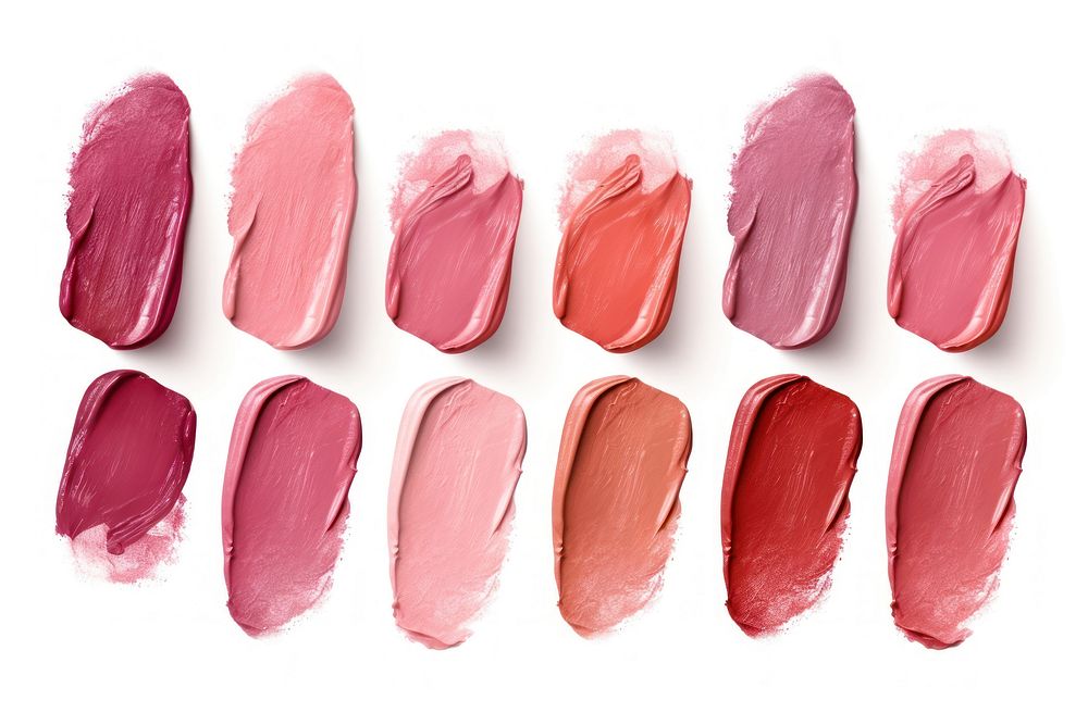 Lipstick shades cosmetics white background variation. 