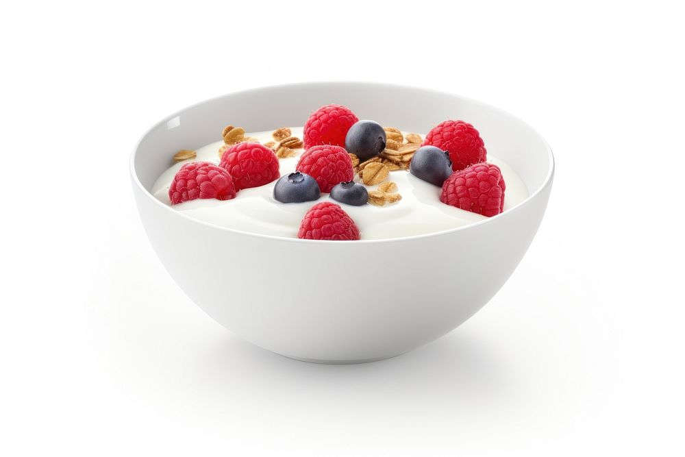 Bowl raspberry dessert yogurt. AI generated Image by rawpixel.