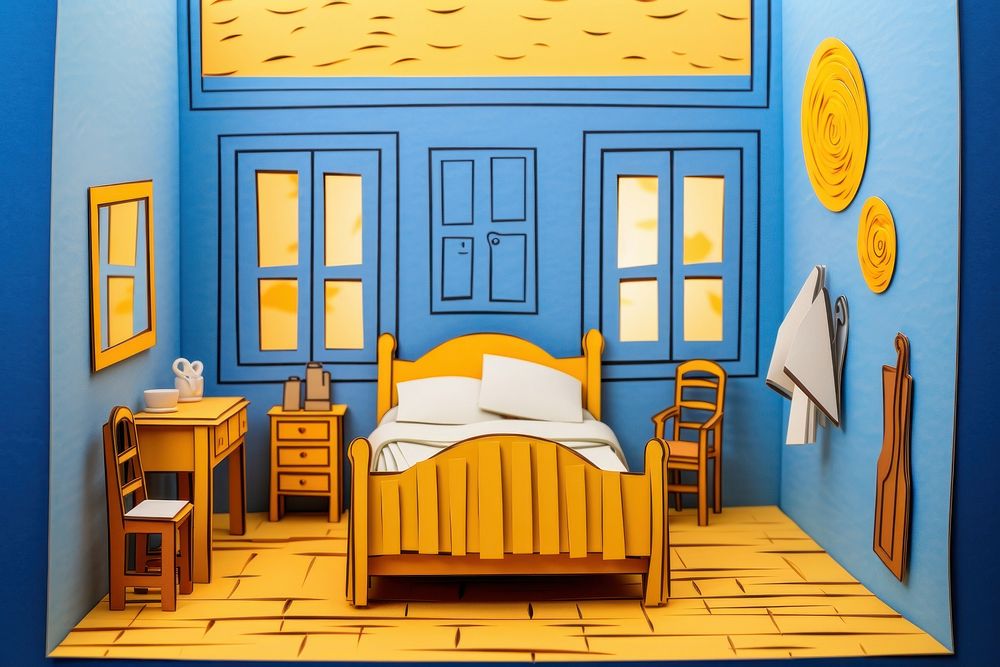 Bedroom furniture painting architecture. AI generated Image by rawpixel.
