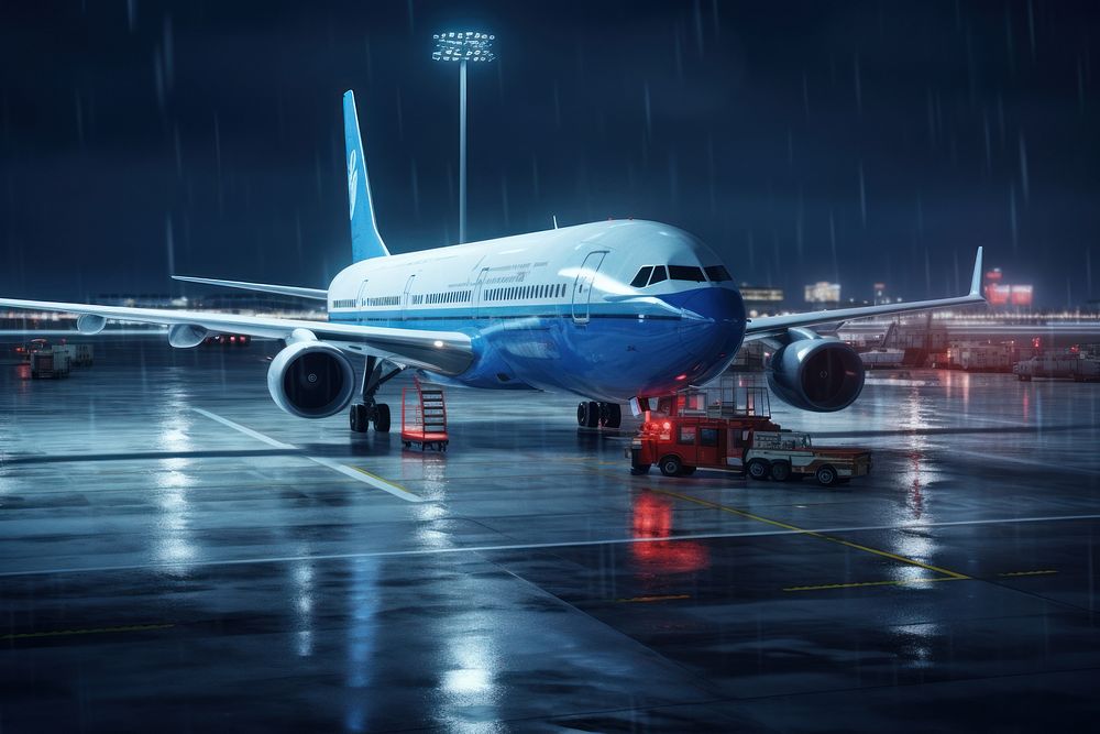 Airplane airport airliner aircraft. AI generated Image by rawpixel.