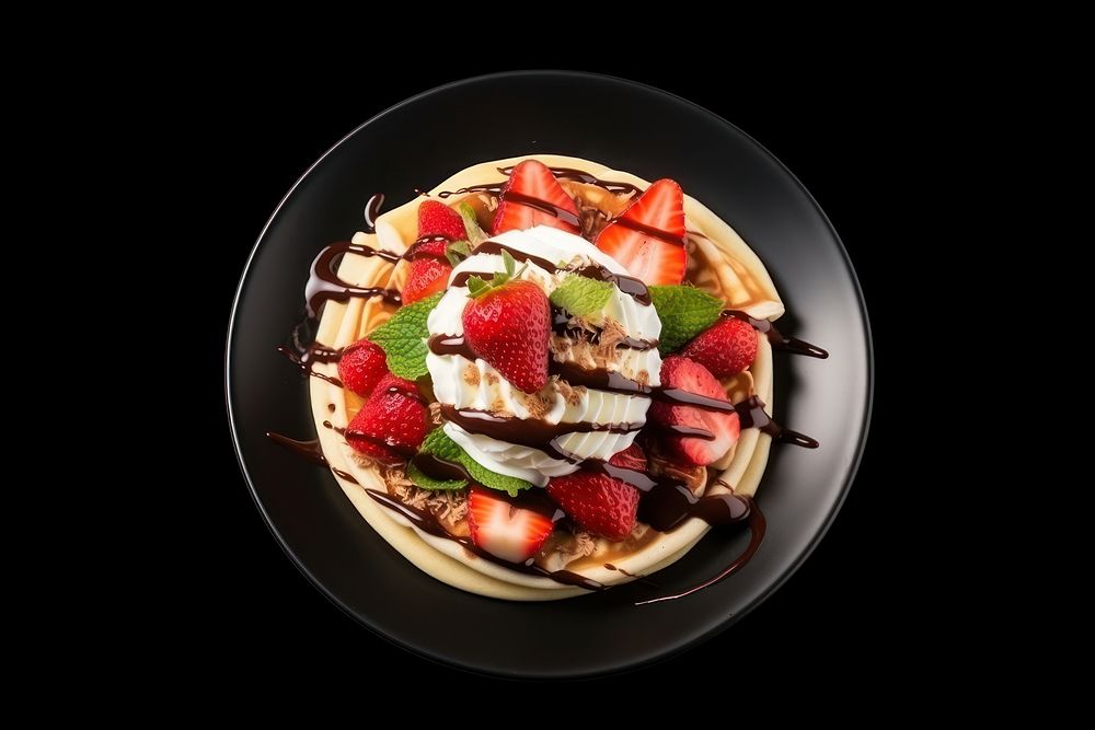 Cold crepe strawberry plate food. AI generated Image by rawpixel.