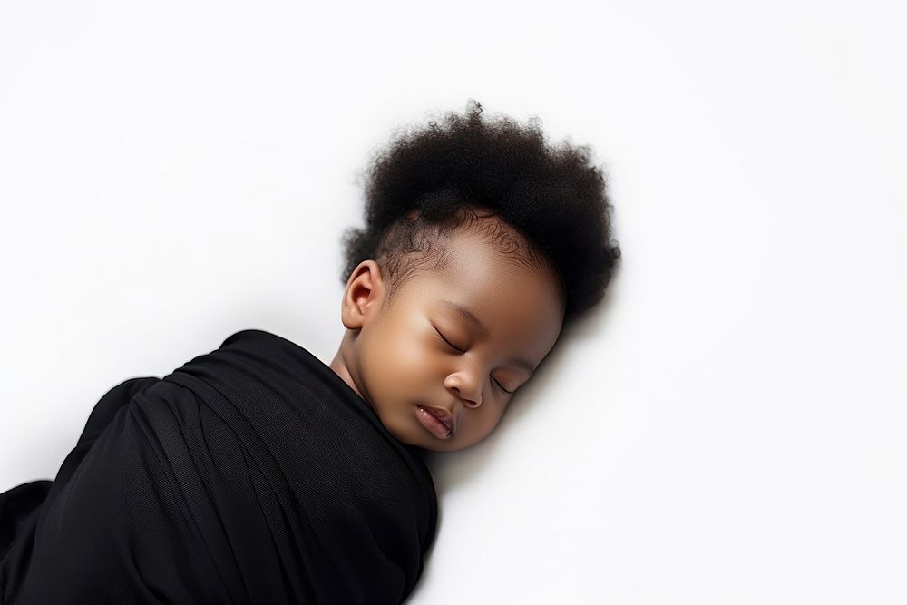 Black little baby girl sleeping portrait photo. AI generated Image by rawpixel.