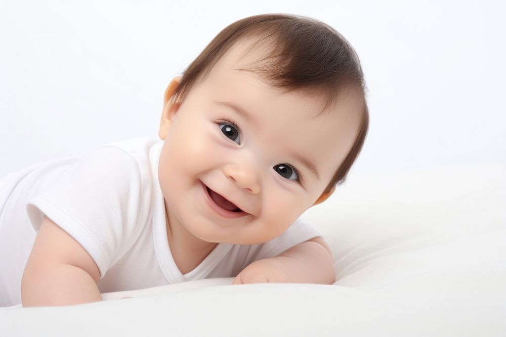 Little baby boy portrait smiling smile photo. AI generated Image by rawpixel.