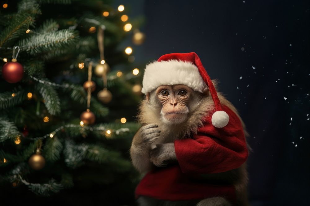 Christmas Monkey christmas monkey mammal. 