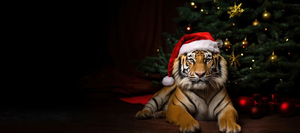 Christmas tiger christmas wildlife animal. AI generated Image by rawpixel.