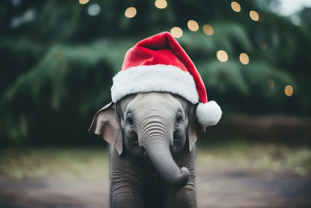 Elephant christmas wildlife mammal. AI generated Image by rawpixel.