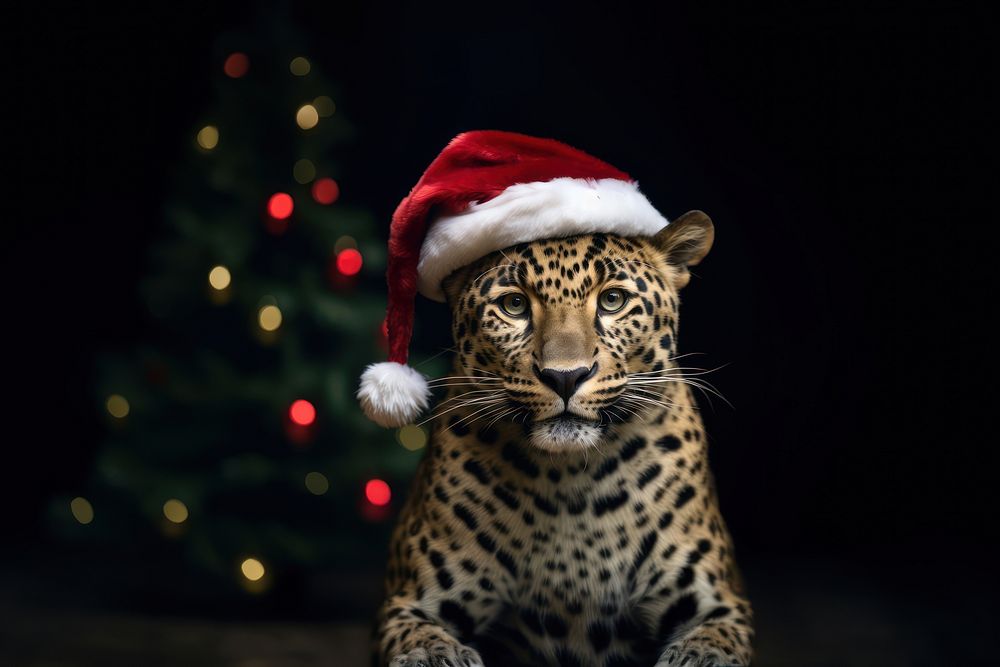 Christmas leopard wildlife mammal. AI generated Image by rawpixel.
