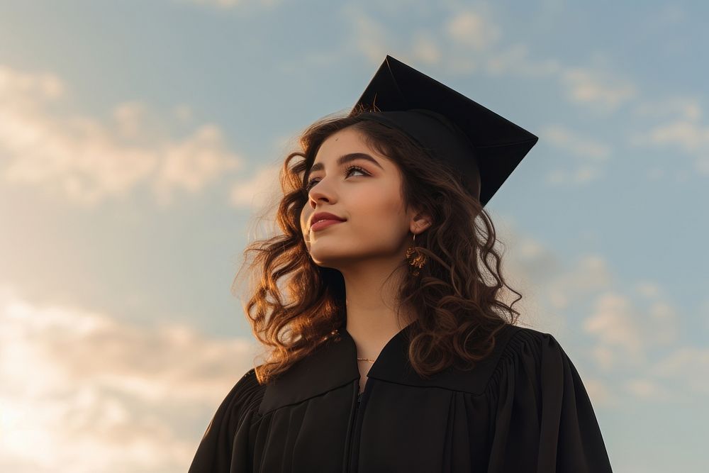 Graduation portrait student looking. 