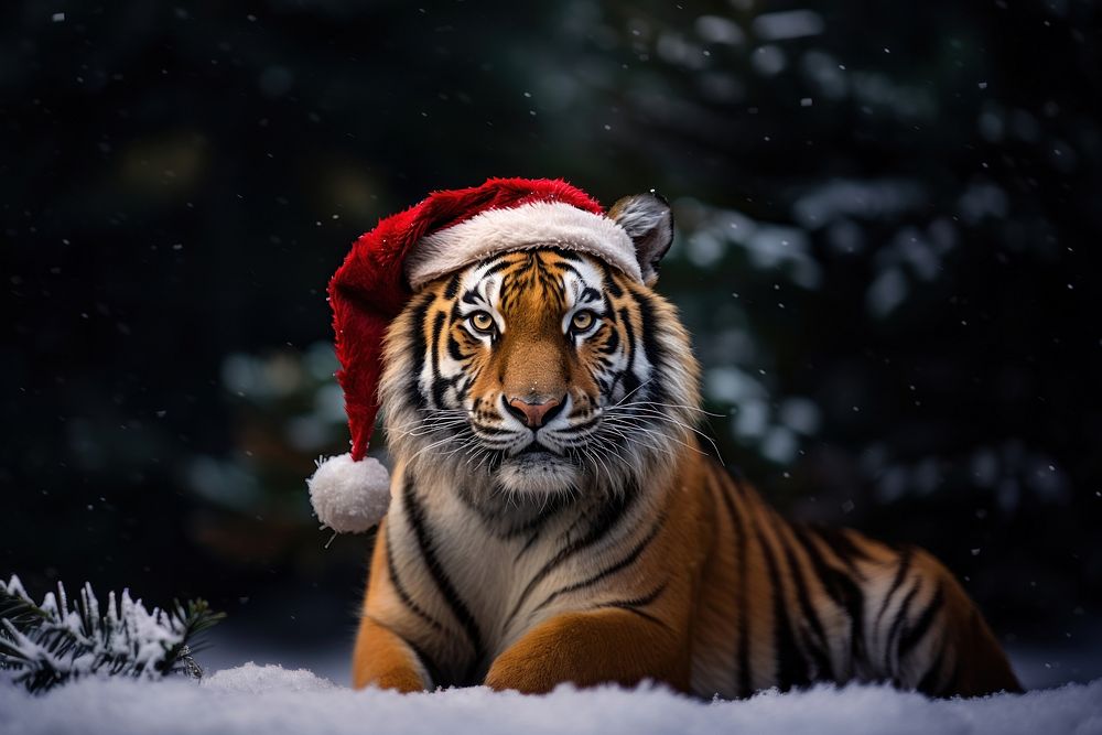 Tiger christmas wildlife animal. 