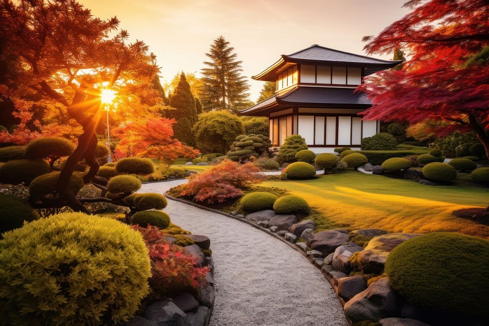Japanese style house autumn landscape outdoors. AI generated Image by rawpixel.