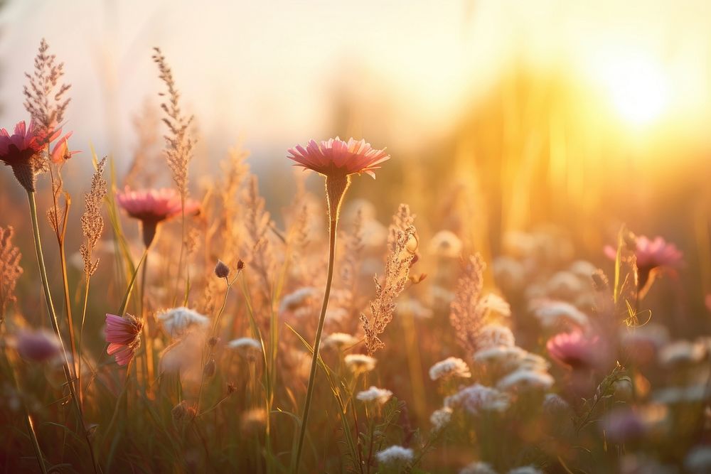 Field meadow flower nature backgrounds. AI generated Image by rawpixel.