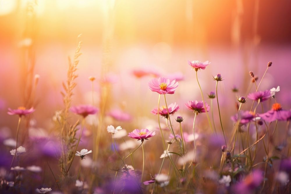 Flower nature backgrounds landscape. AI generated Image by rawpixel.