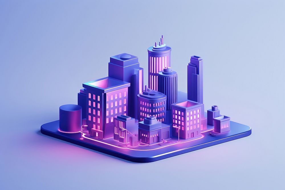 Buildings purple diagram city. AI generated Image by rawpixel.