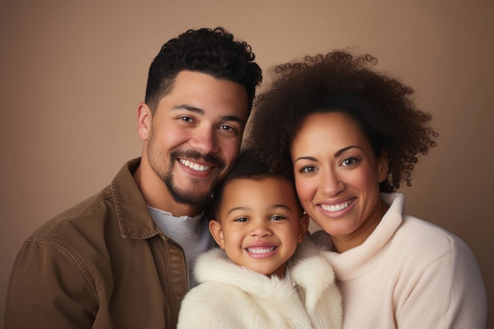 Family mixed race portrait adult. 