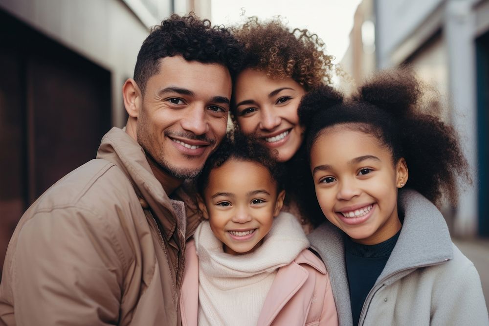 Mixed race family people adult smile. AI generated Image by rawpixel.