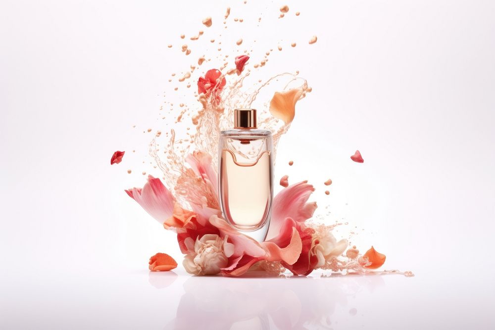 Perfume bottle cosmetics flower. 