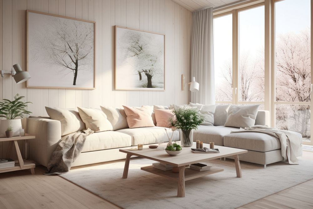Elegant And Modern Scandinavian Living Room room architecture furniture. 