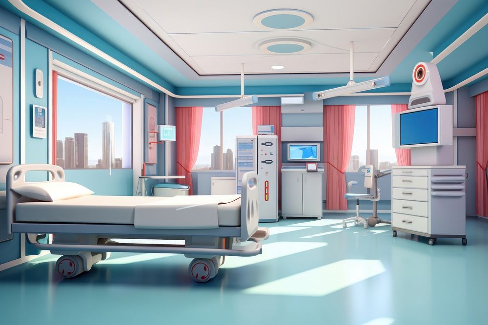 Emergency room architecture furniture hospital. AI generated Image by rawpixel.