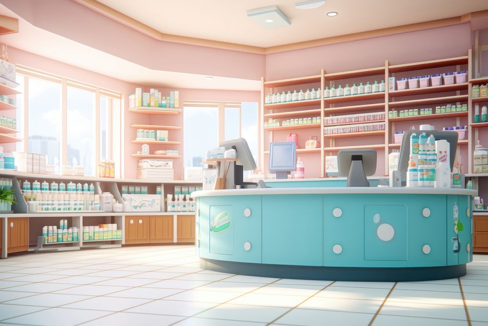Pharmacy architecture supermarket electronics. AI generated Image by rawpixel.