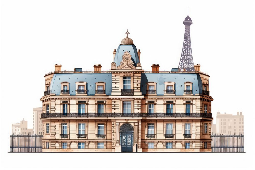 French building architecture tower city. AI generated Image by rawpixel.
