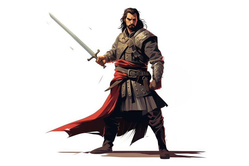 Warrior holding a sword weapon white background architecture. AI generated Image by rawpixel.