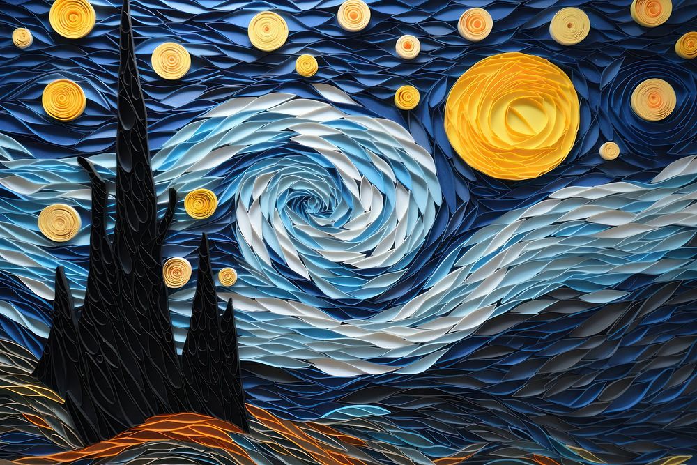 Starry night painting pattern craft. AI generated Image by rawpixel.
