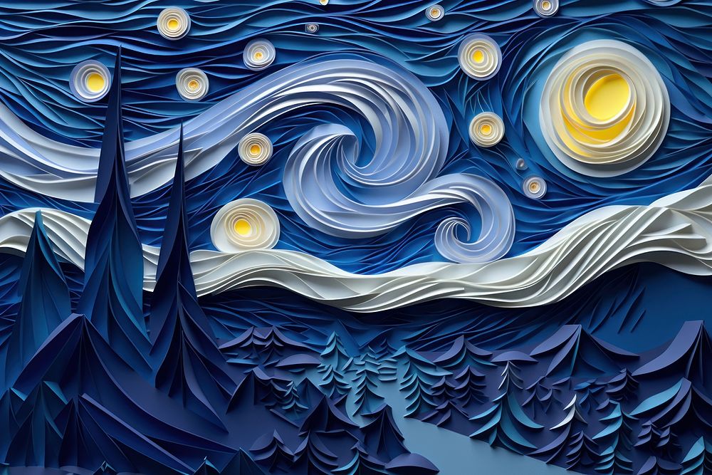 Starry night painting pattern art. AI generated Image by rawpixel.