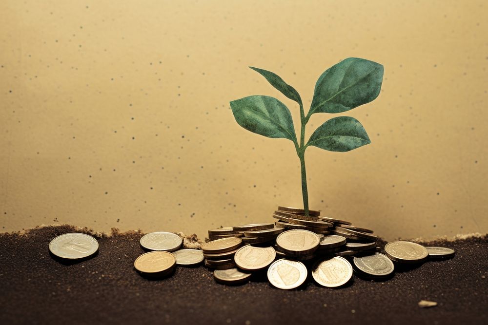 Coin plant money leaf investment. AI generated Image by rawpixel.