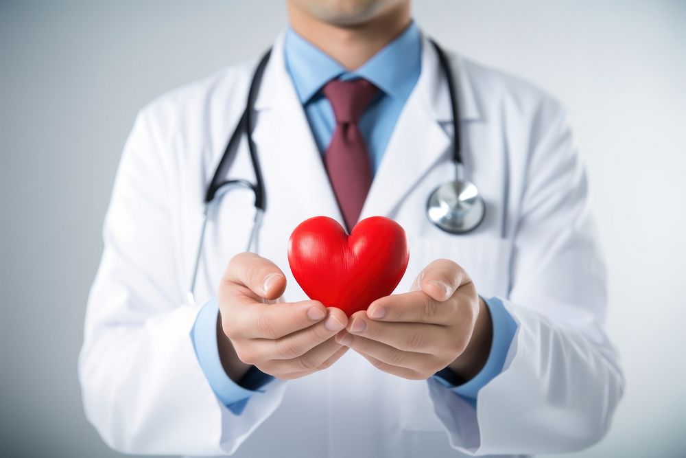 Red heart doctor hand stethoscope. AI generated Image by rawpixel.