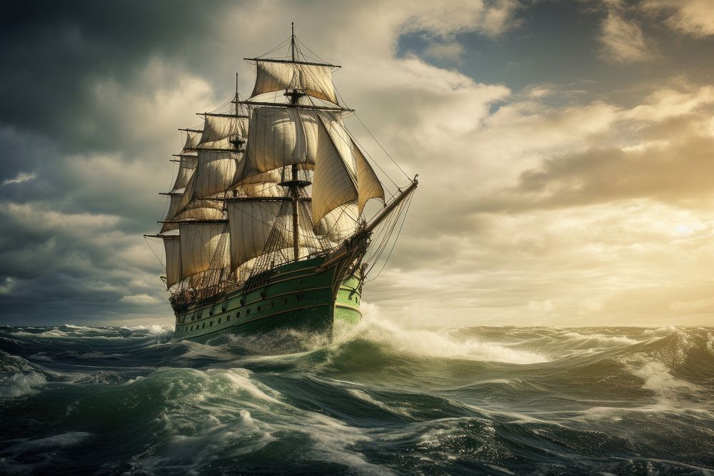 Ocean ship sailboat outdoors. AI generated Image by rawpixel.