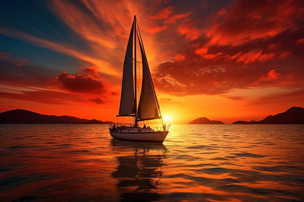 Yacht sea sailboat outdoors. 