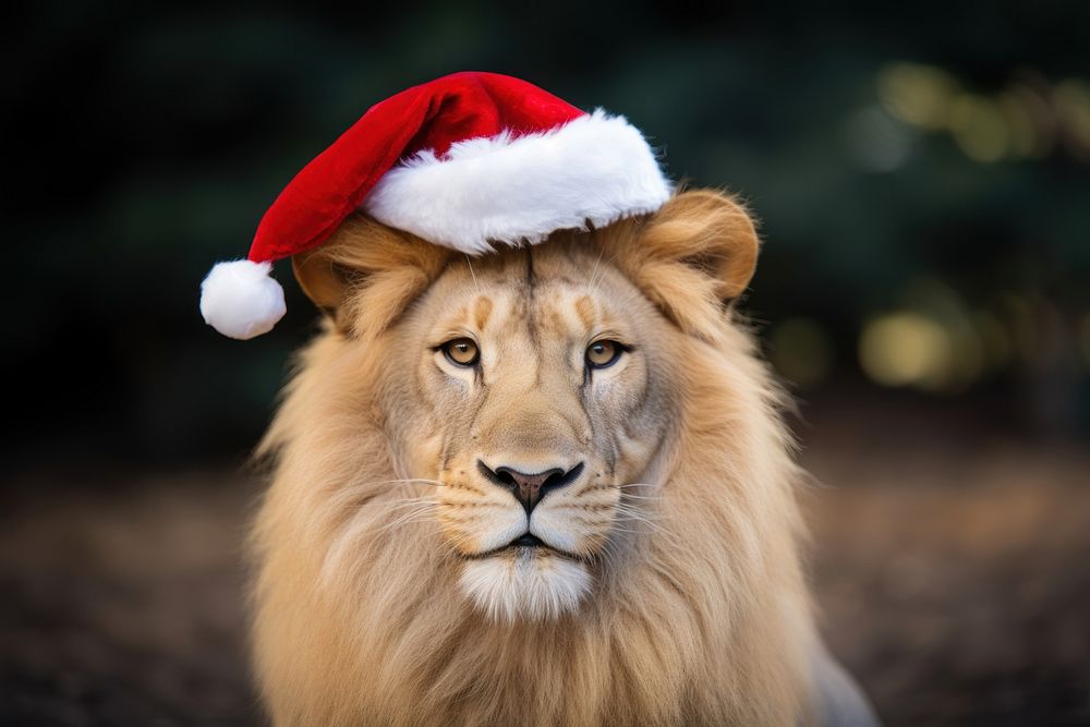 Mammal animal lion santa claus. AI generated Image by rawpixel.