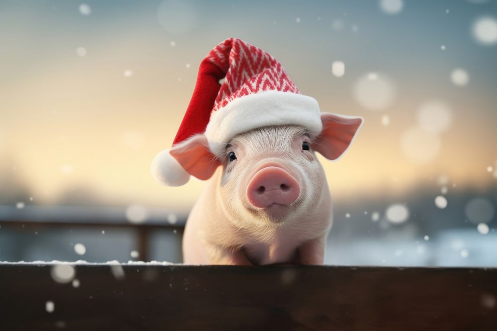 Pig mammal animal santa claus. 