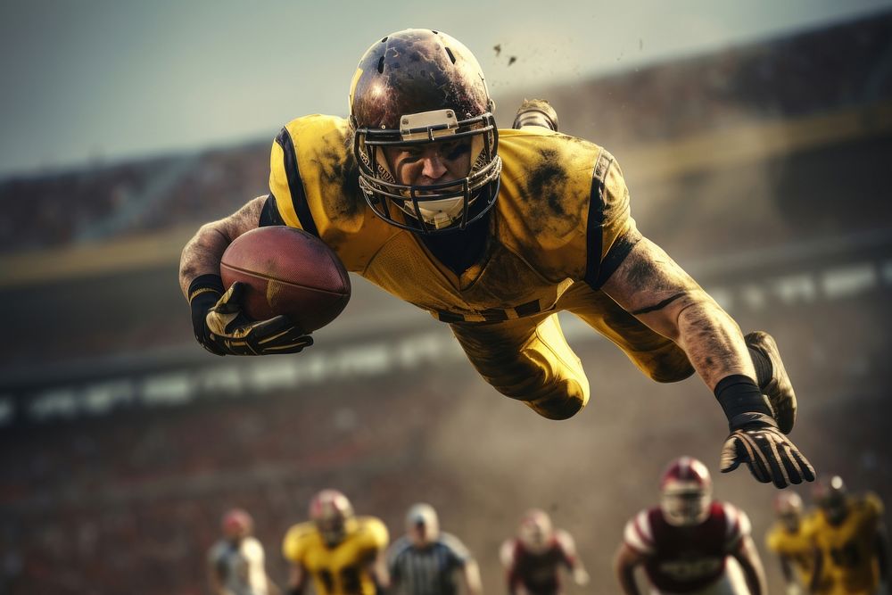 American football helmet sports player. AI generated Image by rawpixel.