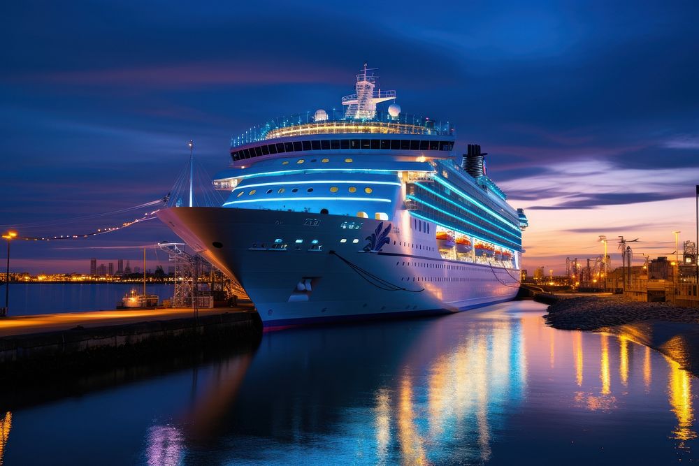 Ship illuminated outdoors vehicle.